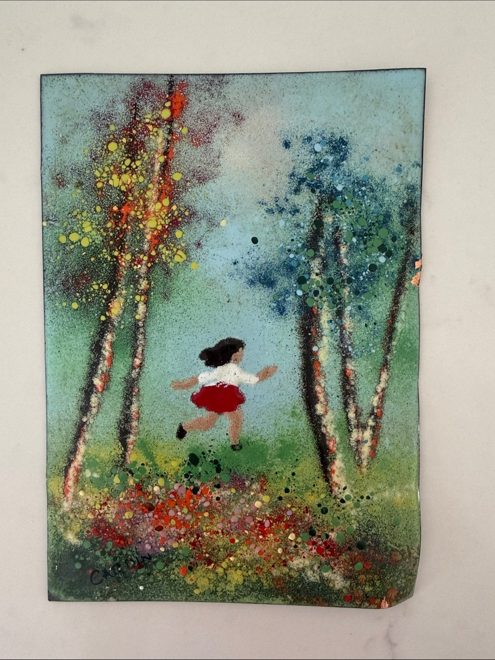 Colorful Meadow Wall Art painting on metal (5x7)